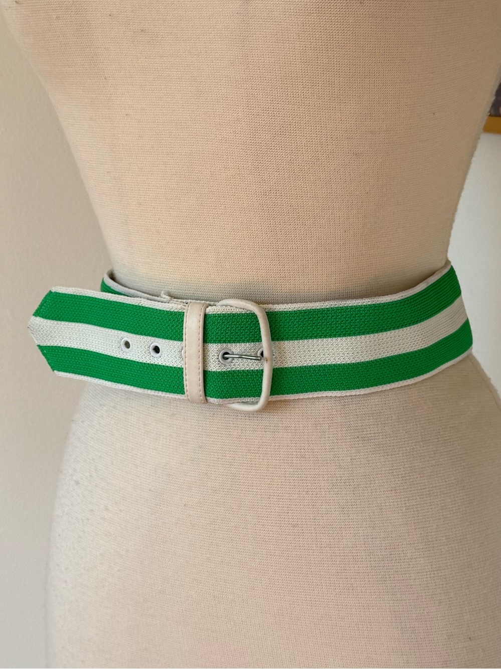 Vintage green striped belt